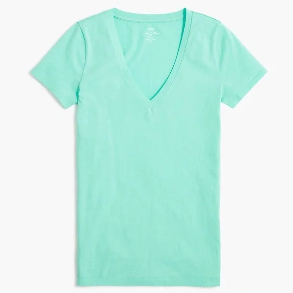 J. CREW V-Neck Tee Vintage Slub Cotton Sunwashed Mint Short Sleeve T-Shirt NWT - Picture 2 of 9